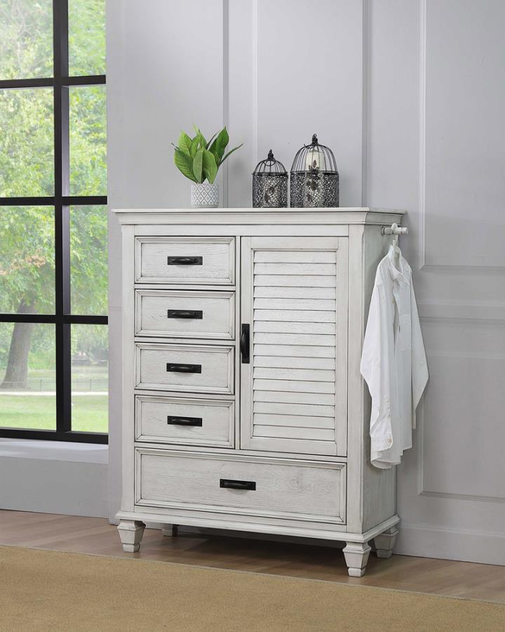 Franco 5-drawer Door Chest Antique White - (205338)