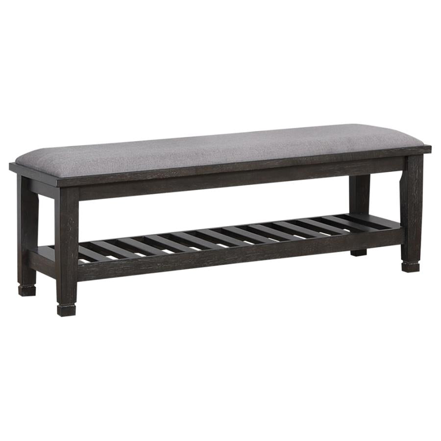 Franco Upholstered Bench With Slatted Shelf Weathered Sage - (205737)