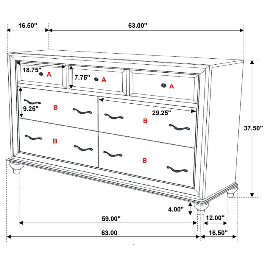 Barzini 7-drawer Dresser White - (205893)