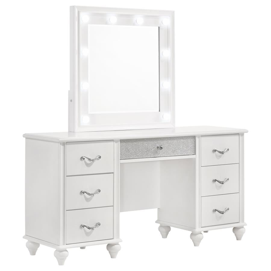 Barzini 7-drawer Vanity Desk With Lighted Mirror White - (205897)