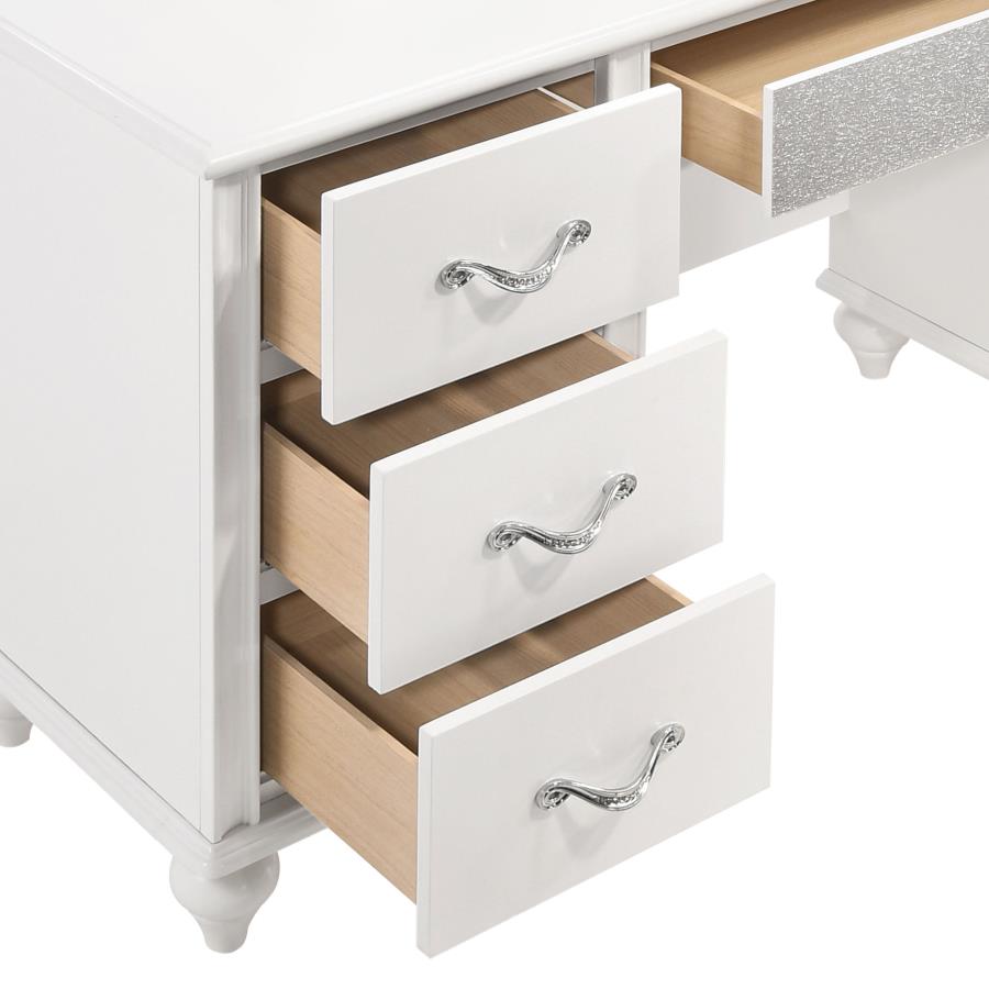 Barzini 7-drawer Vanity Desk With Lighted Mirror White - (205897)