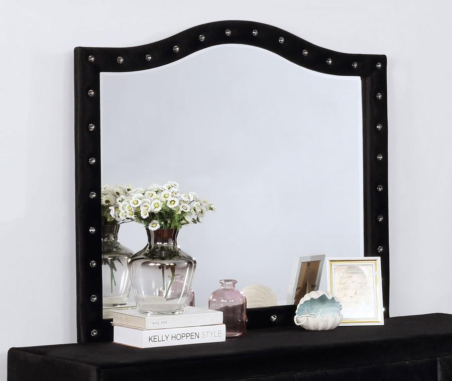 Deanna Button Tufted Dresser Mirror Black - (206104)