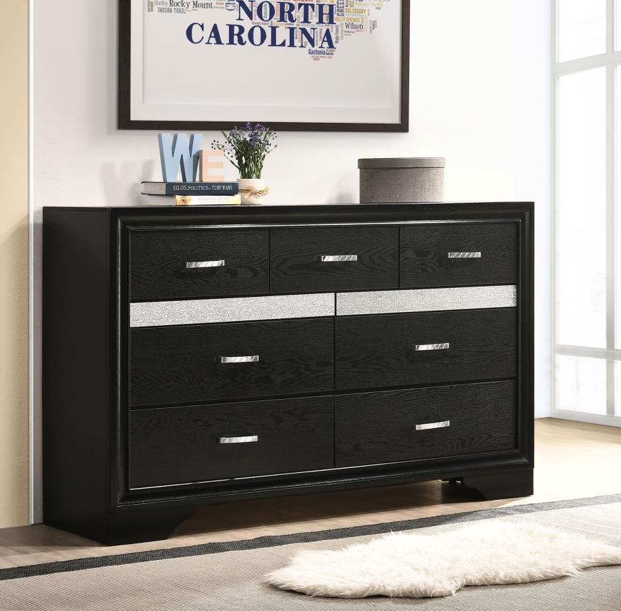 Miranda 7-drawer Dresser Black and Rhinestone - (206363)