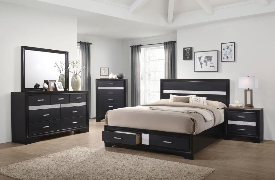 Miranda 7-drawer Dresser Black and Rhinestone - (206363)