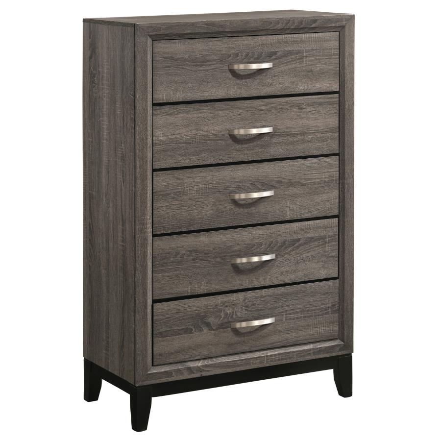 Watson 5-drawer Chest Grey Oak and Black - (212425)