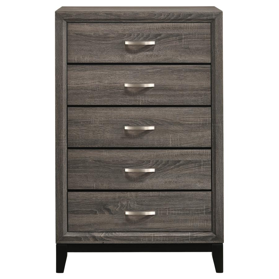 Watson 5-drawer Chest Grey Oak and Black - (212425)