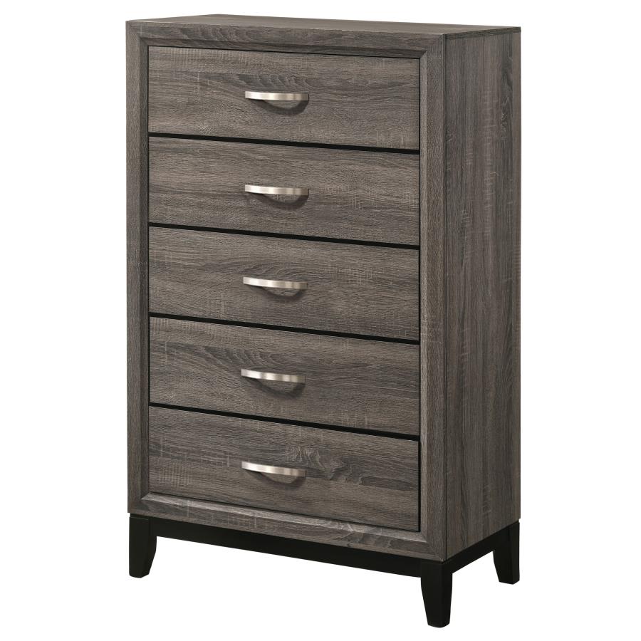 Watson 5-drawer Chest Grey Oak and Black - (212425)