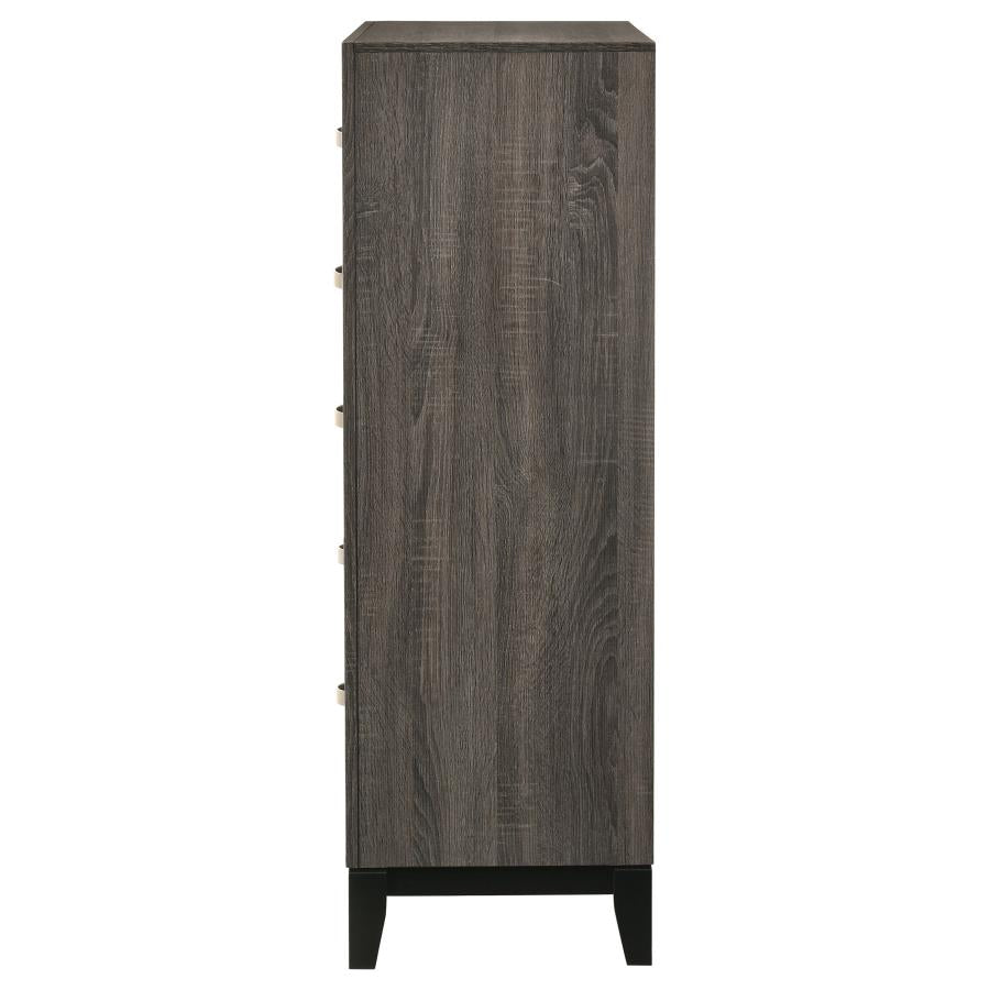 Watson 5-drawer Chest Grey Oak and Black - (212425)