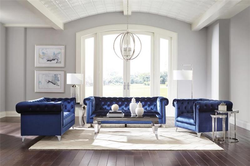 Bleker 2-piece Tuxedo Arm Living Room Set Blue - (509481S2)