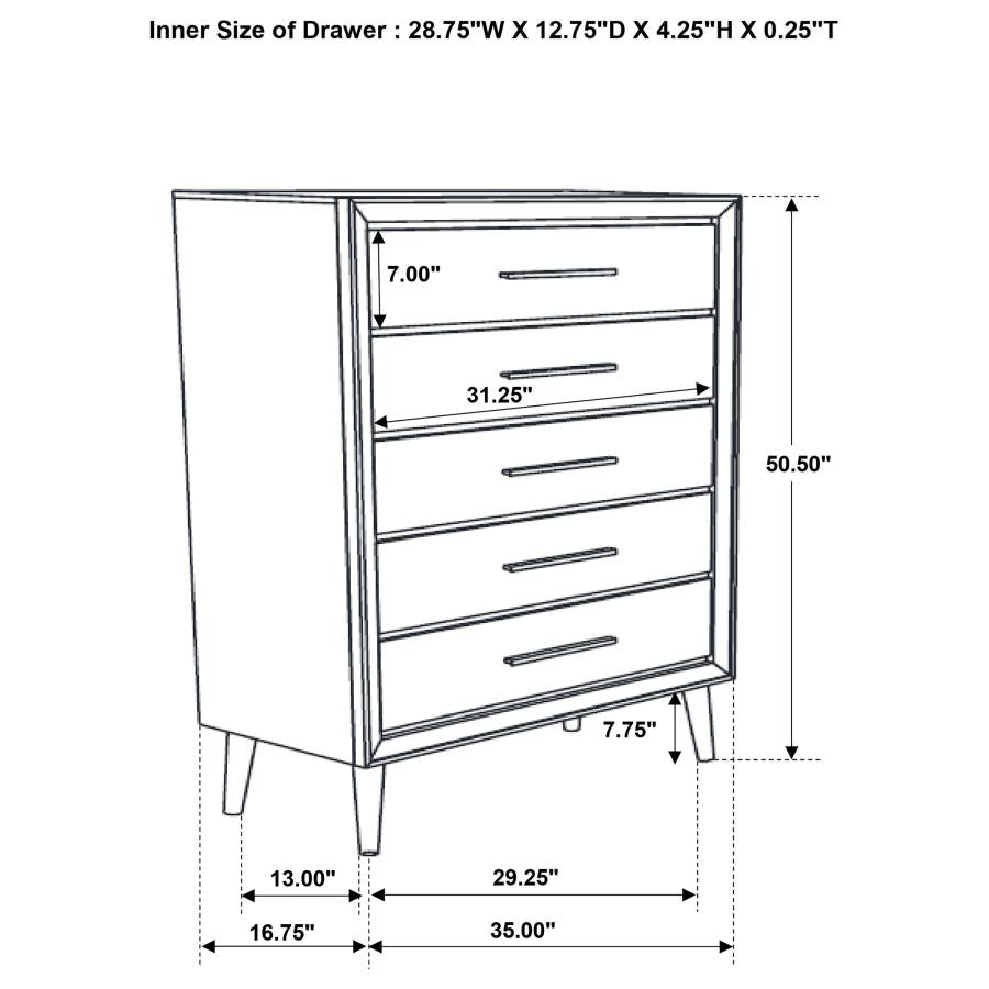 Ramon 5-drawer Chest Metallic Sterling - (222705)