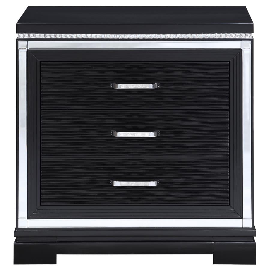 Cappola Rectangular 2-drawer Nightstand Silver and Black - (223362)