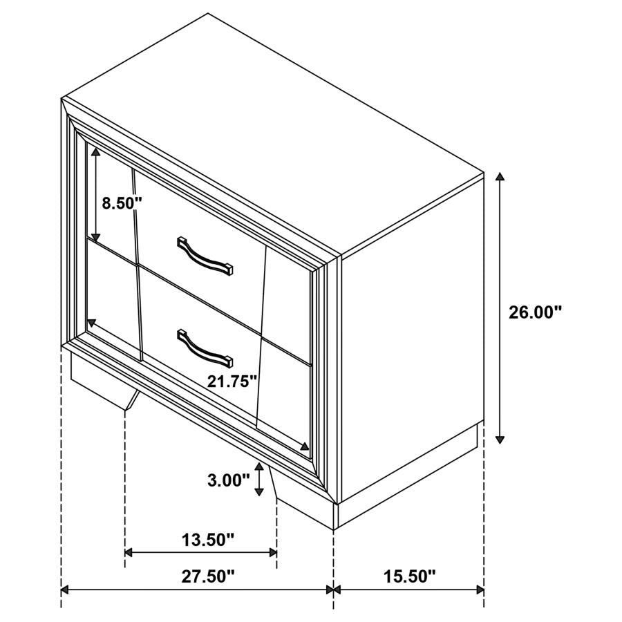 Janine 2-drawer Nightstand Grey - (223552)