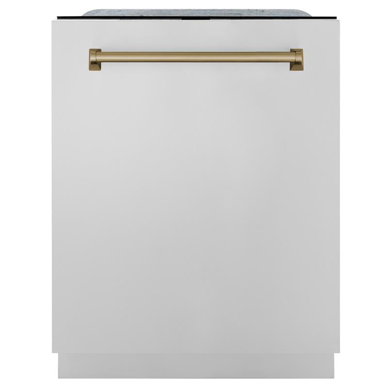 ZLINE Autograph Edition 24" 3rd Rack Top Touch Control Tall Tub Dishwasher in Stainless Steel with Accent Handle, 45dBa (DWMTZ-304-24) [Color: Champagne Bronze] - (DWMTZ30424CB)