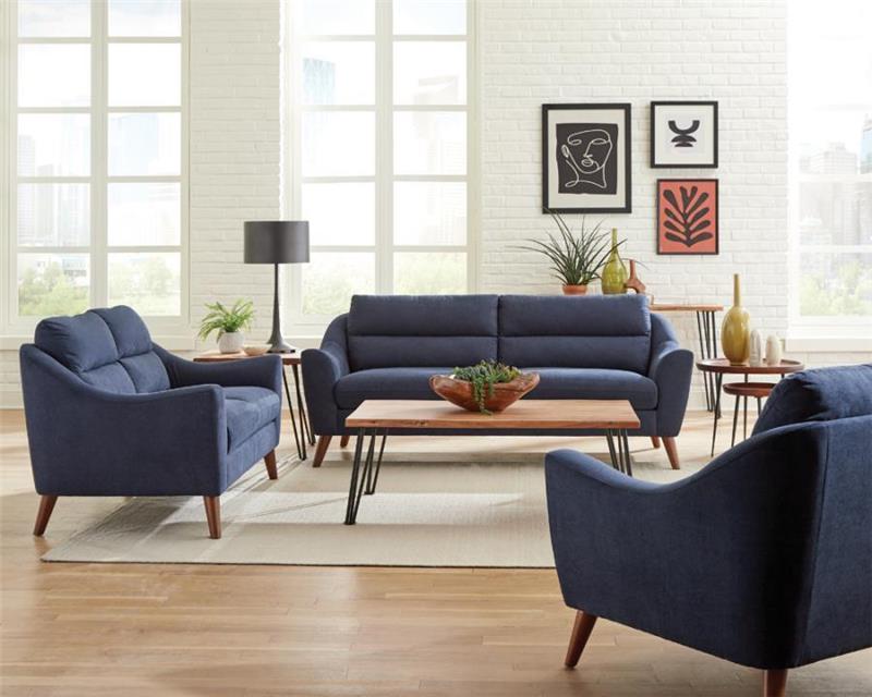 Gano 2-piece Sloped Arm Living Room Set Navy Blue - (509514S2)
