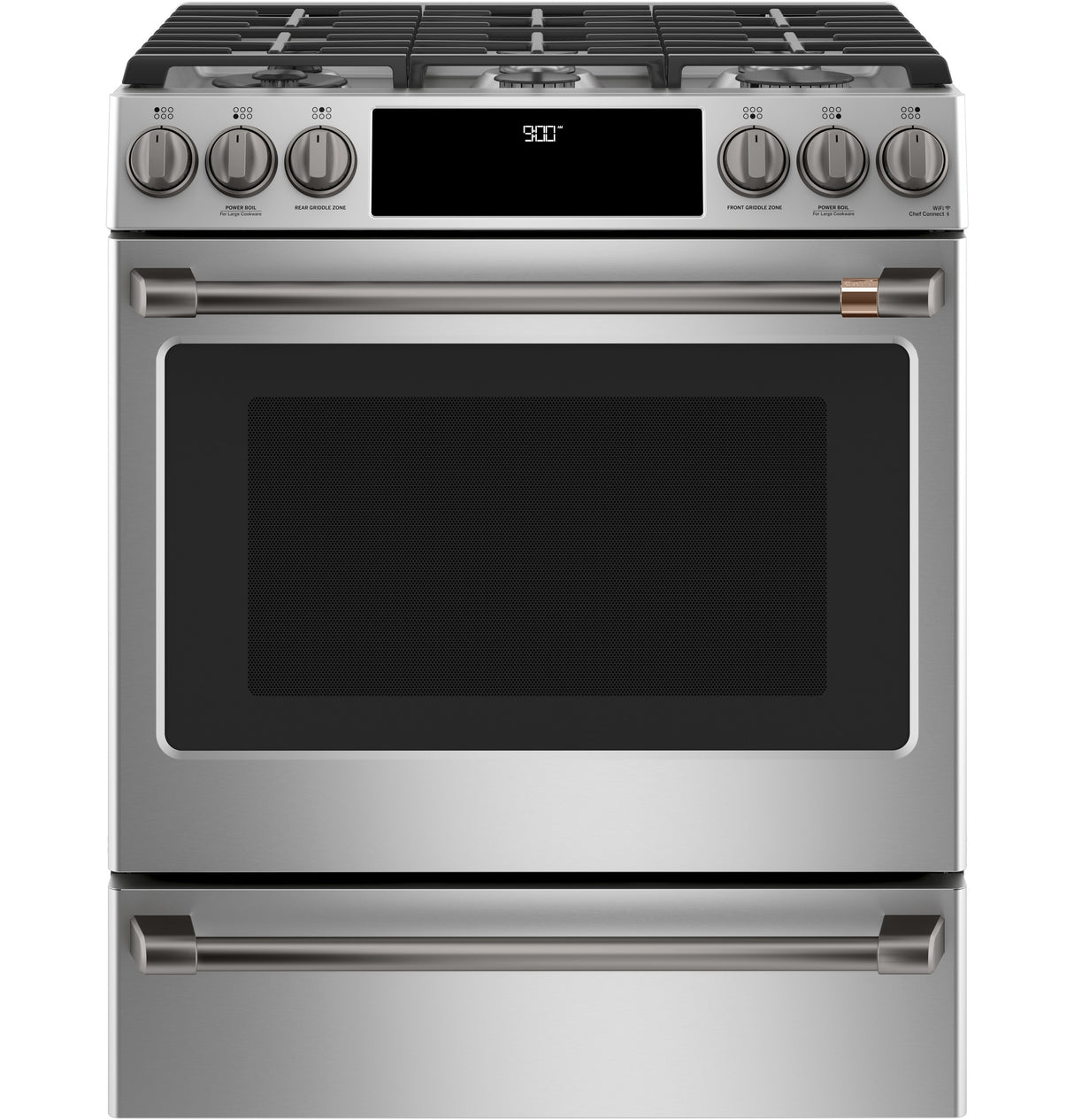 Caf(eback)(TM) 30" Smart Slide-In, Front-Control, Dual-Fuel Range with Warming Drawer - (C2S900P2MS1)