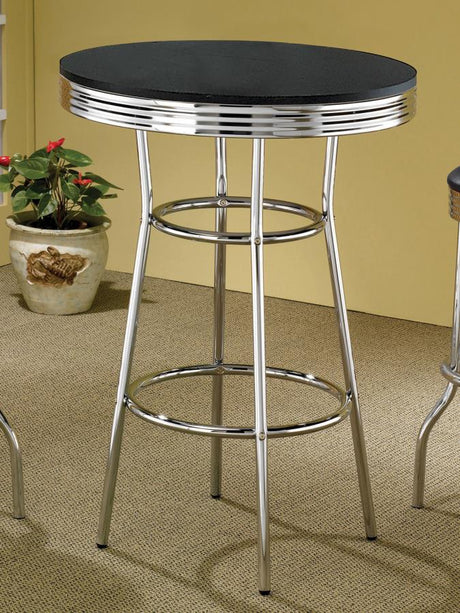 Theodore Round Bar Table Black and Chrome - (2405)