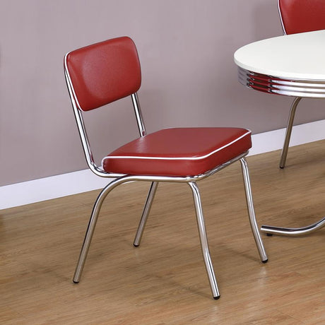 Retro Open Back Side Chairs Red and Chrome (set of 2) - (2450R)