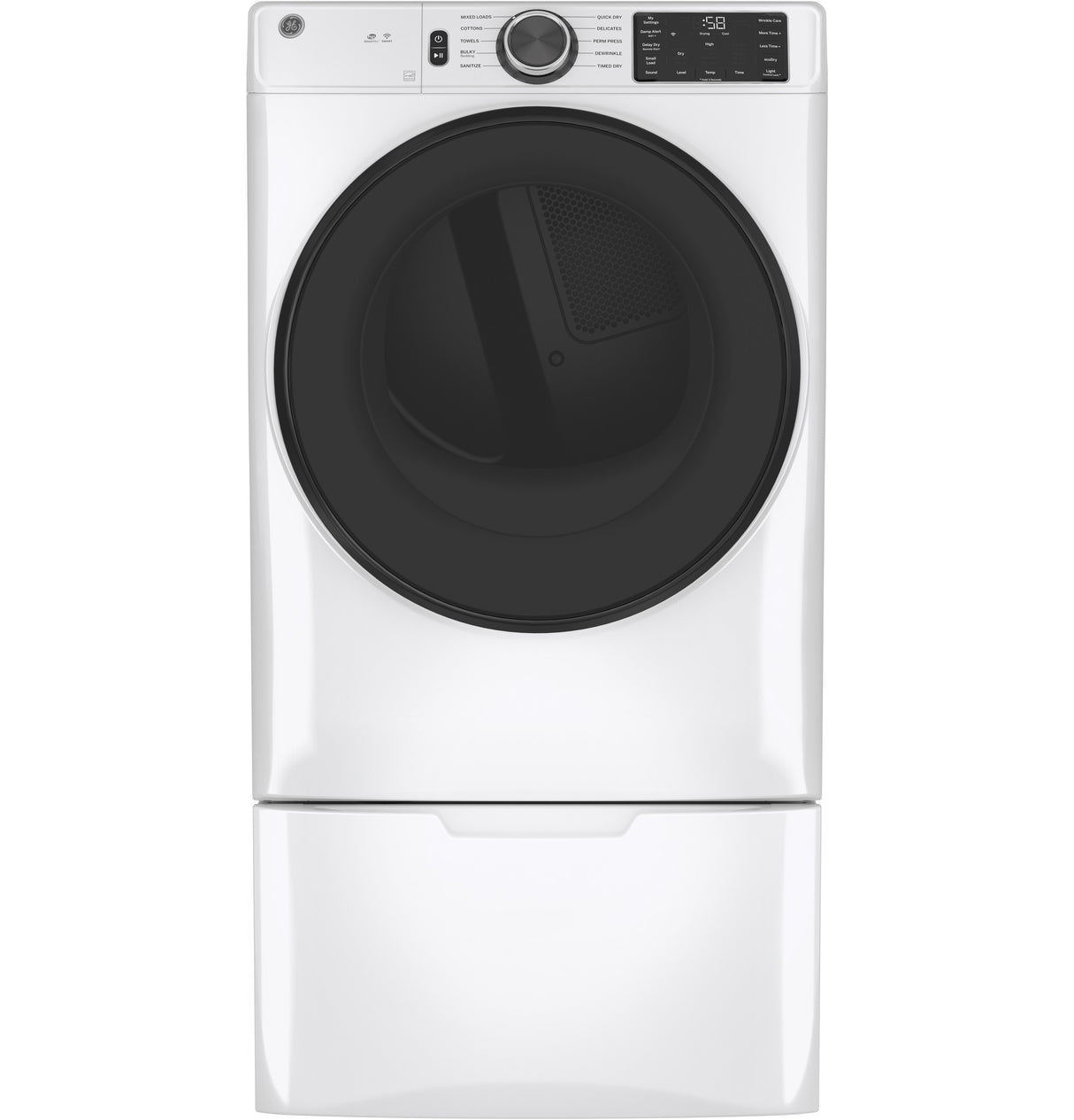 GE(R) ENERGY STAR(R) 7.8 cu. ft. Capacity Smart Front Load Electric Dryer with Sanitize Cycle - (GFD55ESSNWW)