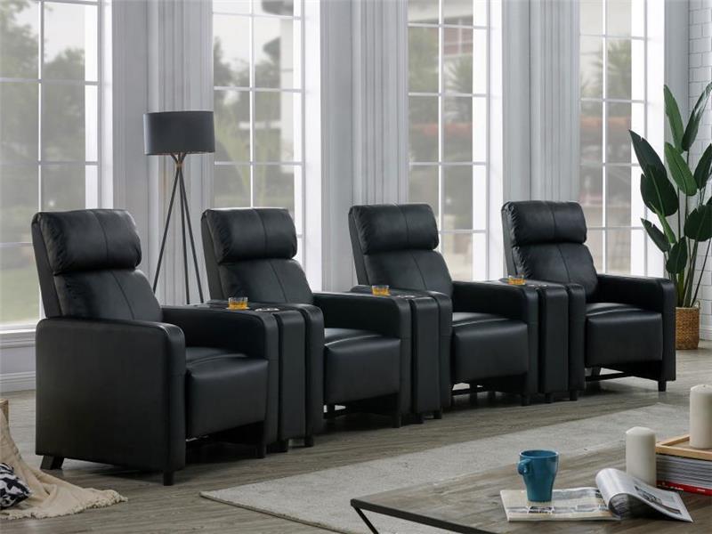 Toohey Upholstered Tufted Recliner Living Room Set Black - (600181S4A)