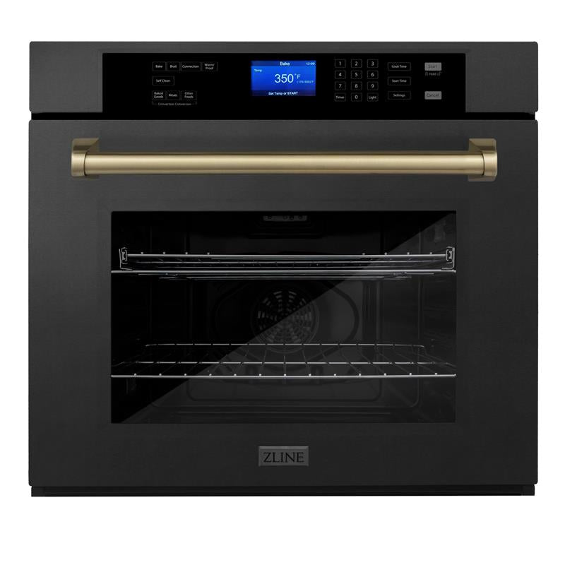 ZLINE 30" Autograph Edition Single Wall Oven with Self Clean and True Convection in Black Stainless Steel (AWSZ-30-BS) [Color: Champagne Bronze] - (AWSZ30BSCB)