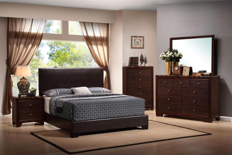Conner Full Upholstered Panel Bed Dark Brown - (300261F)
