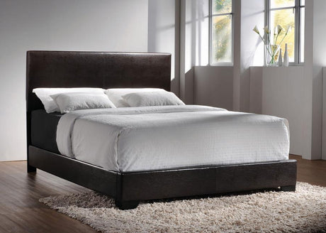 Conner Eastern King Upholstered Panel Bed Dark Brown - (300261KE)