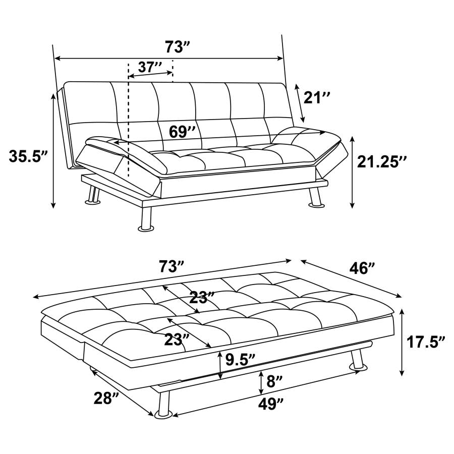 Dilleston Tufted Back Upholstered Sofa Bed Black - (300281)