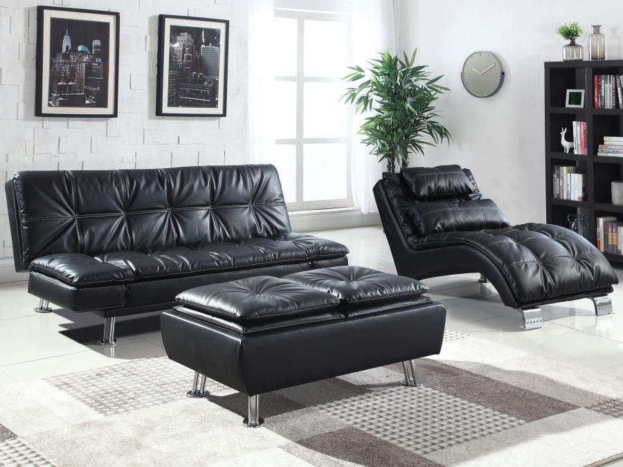 Dilleston Tufted Back Upholstered Sofa Bed Black - (300281)