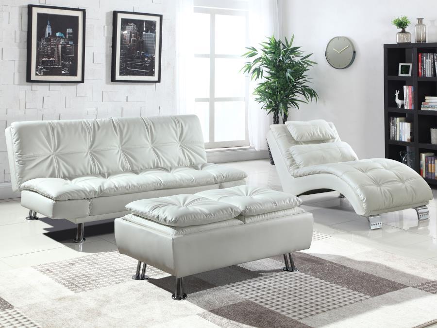 Dilleston Tufted Back Upholstered Sofa Bed White - (300291)