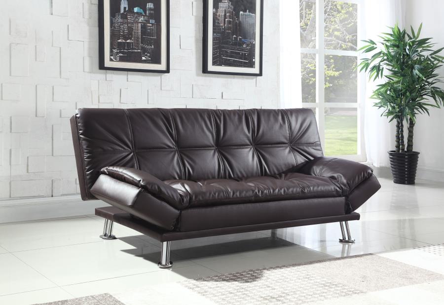 Dilleston Tufted Back Upholstered Sofa Bed Brown - (300321)