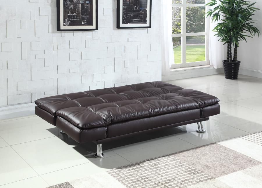 Dilleston Tufted Back Upholstered Sofa Bed Brown - (300321)