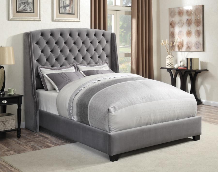 Pissarro Eastern King Tufted Upholstered Bed Grey - (300515KE)