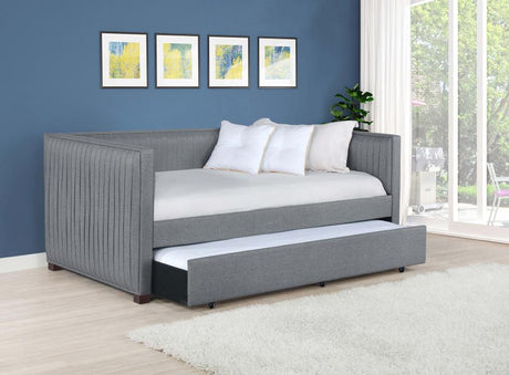 Brodie Upholstered Twin Daybed With Trundle Grey - (300554)