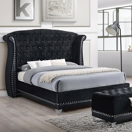 Barzini Eastern King Tufted Upholstered Bed Black - (300643KE)