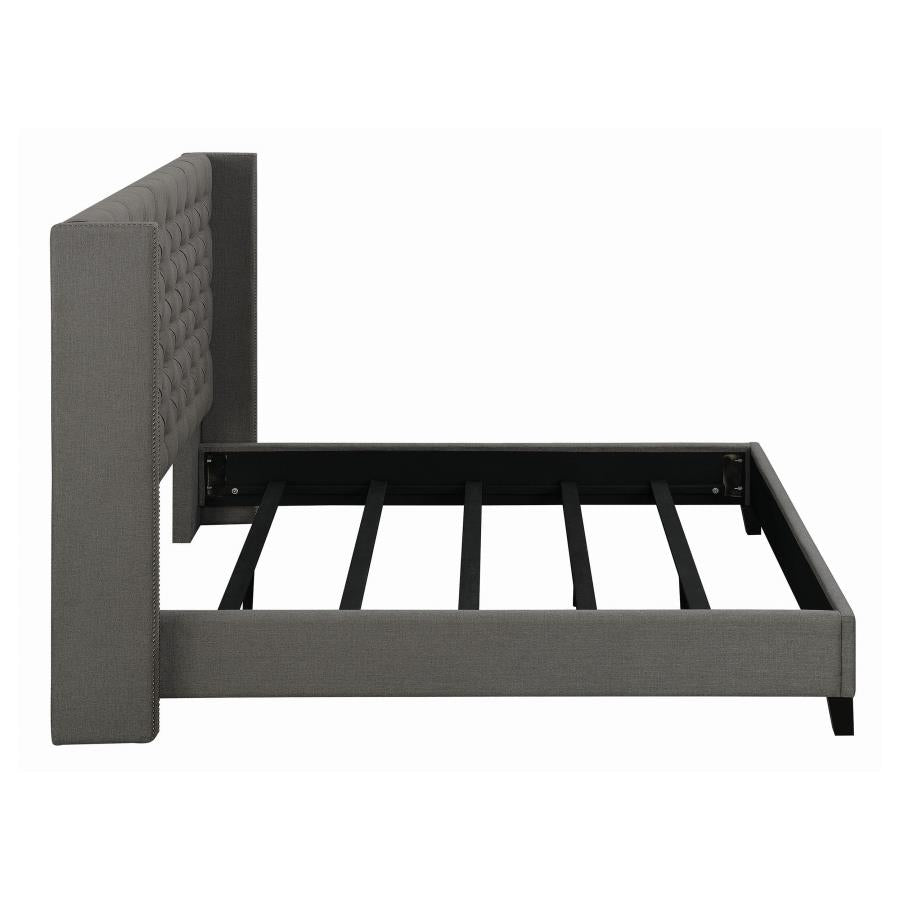 Bancroft Demi-wing Upholstered California King Bed Grey - (301405KW)