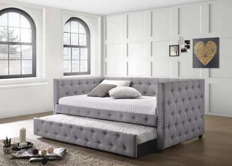 Mockern Tufted Upholstered Daybed With Trundle Grey - (302161)