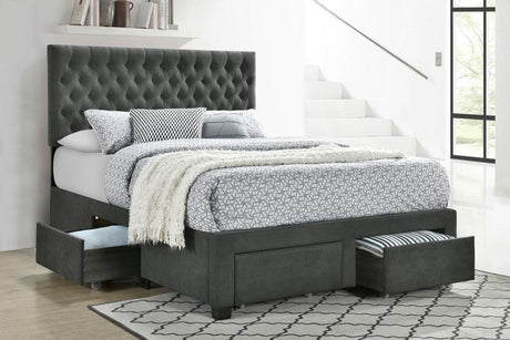 Soledad Full 4-drawer Button Tufted Storage Bed Charcoal - (305877F)