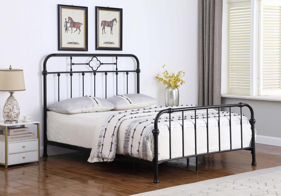 Packlan Queen Metal Panel Bed Matte Black - (305946Q)