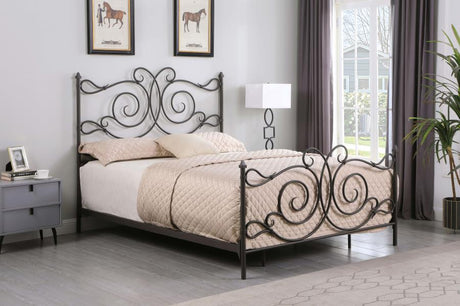 Parleys Queen Metal Bed With Scroll Headboard Dark Bronze - (305967Q)