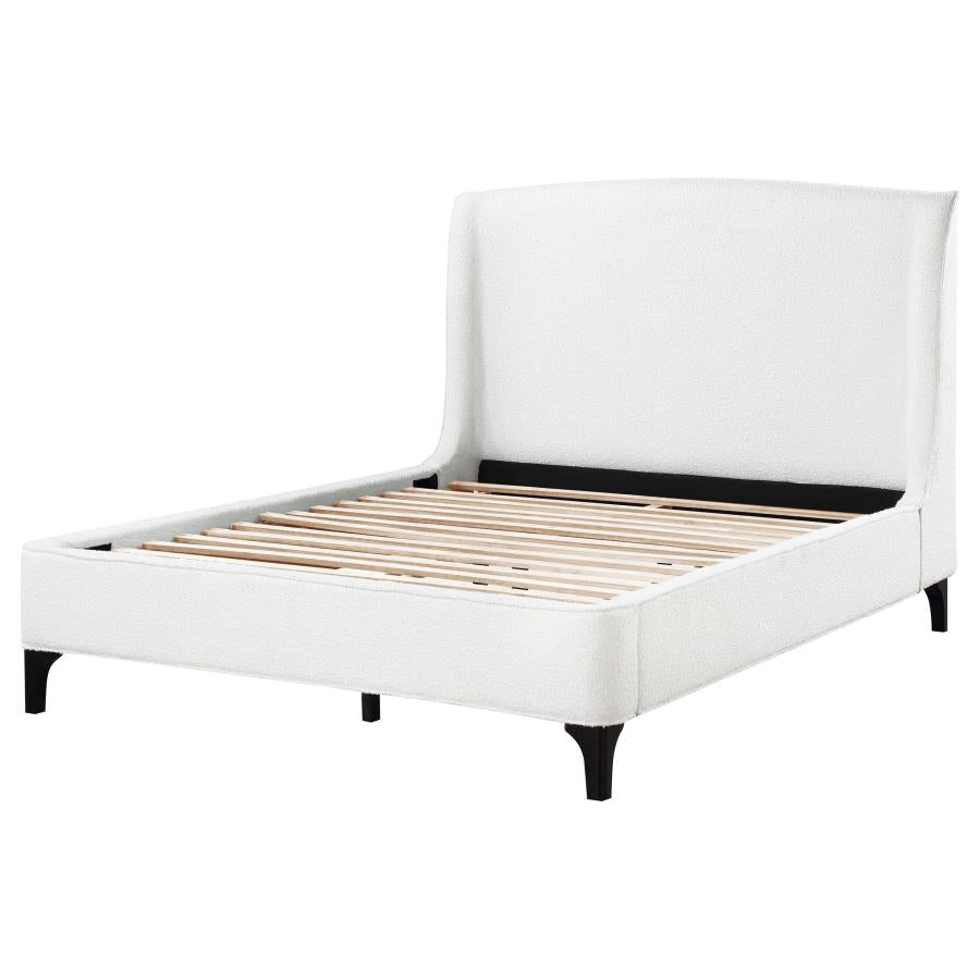 Mosby Upholstered Curved Headboard Eastern King Platform Bed White - (306020KE)