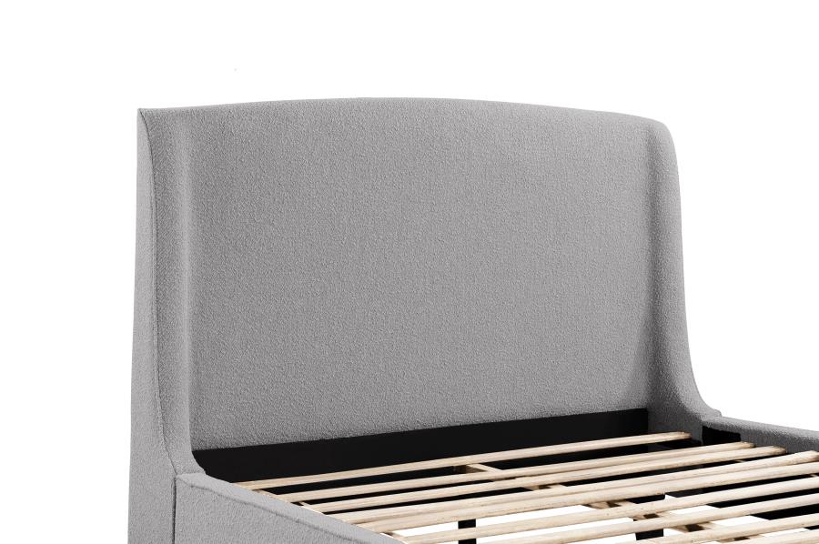 Mosby Upholstered Curved Headboard Eastern King Platform Bed Light Grey - (306021KE)