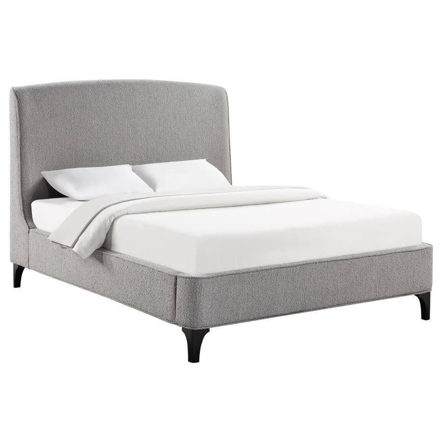 Mosby Upholstered Curved Headboard Queen Platform Bed Light Grey - (306021Q)