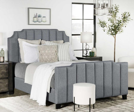Fiona Upholstered Panel Bed Light Grey - (306029F)