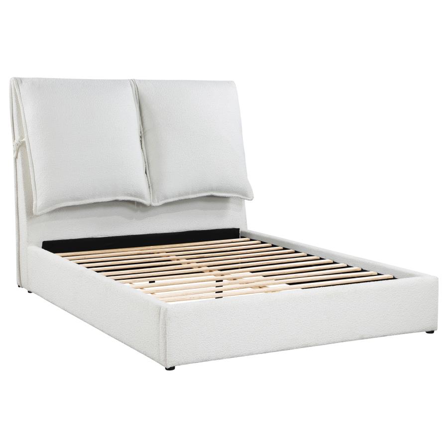 Gwendoline Upholstered Eastern King Platform Bed With Pillow Headboard White - (306040KE)