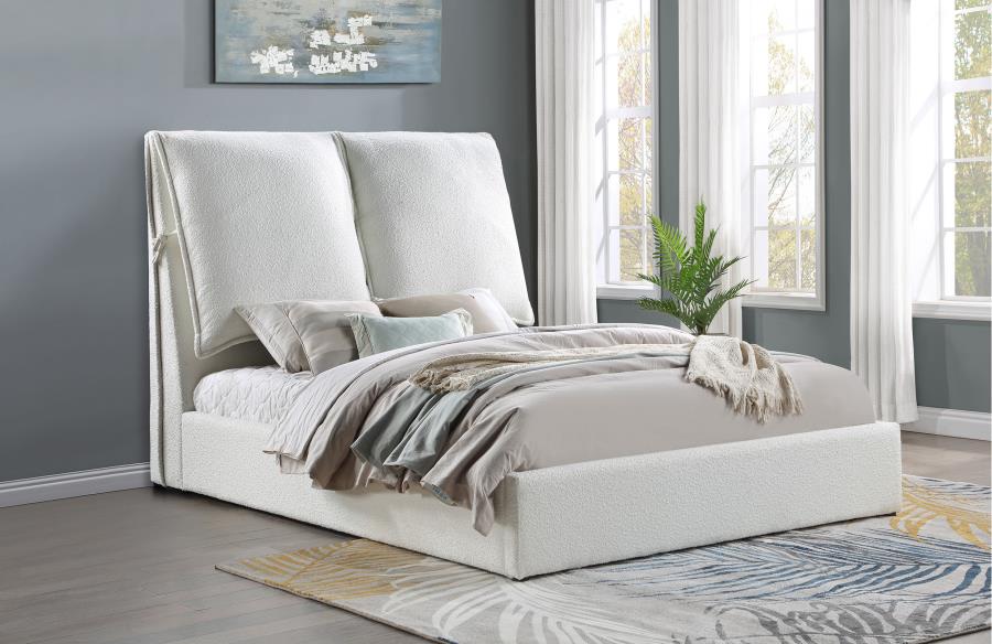 Gwendoline Upholstered Queen Platform Bed With Pillow Headboard White - (306040Q)