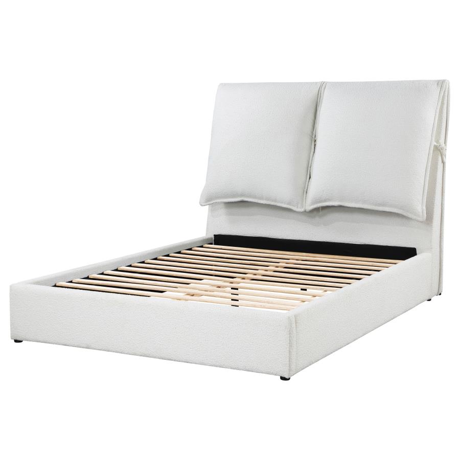 Gwendoline Upholstered Queen Platform Bed With Pillow Headboard White - (306040Q)