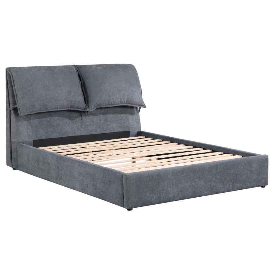 Laurel Upholstered Eastern King Platform Bed With Pillow Headboard Charcoal Grey - (306041KE)