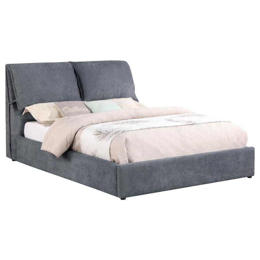 Laurel Upholstered Eastern King Platform Bed With Pillow Headboard Charcoal Grey - (306041KE)