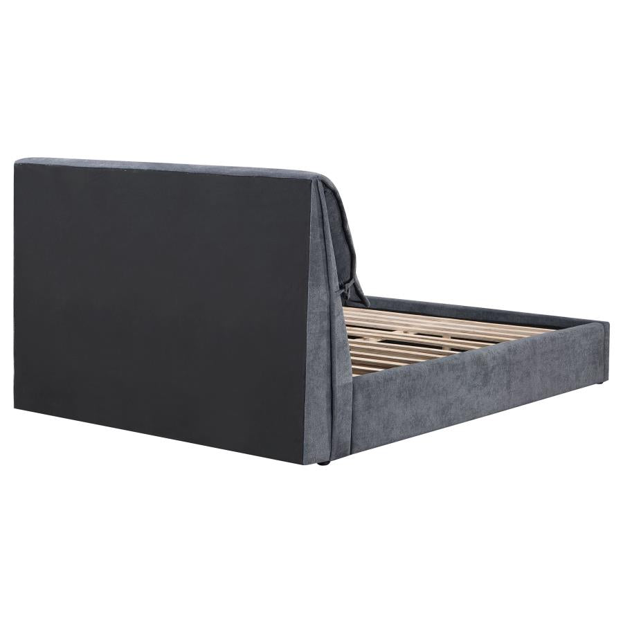 Laurel Upholstered Eastern King Platform Bed With Pillow Headboard Charcoal Grey - (306041KE)