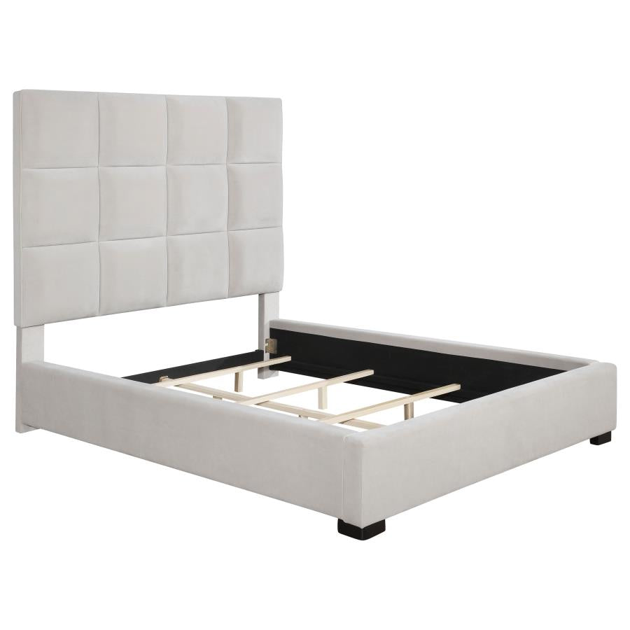 Panes Queen Tufted Upholstered Panel Bed Beige - (315850Q)